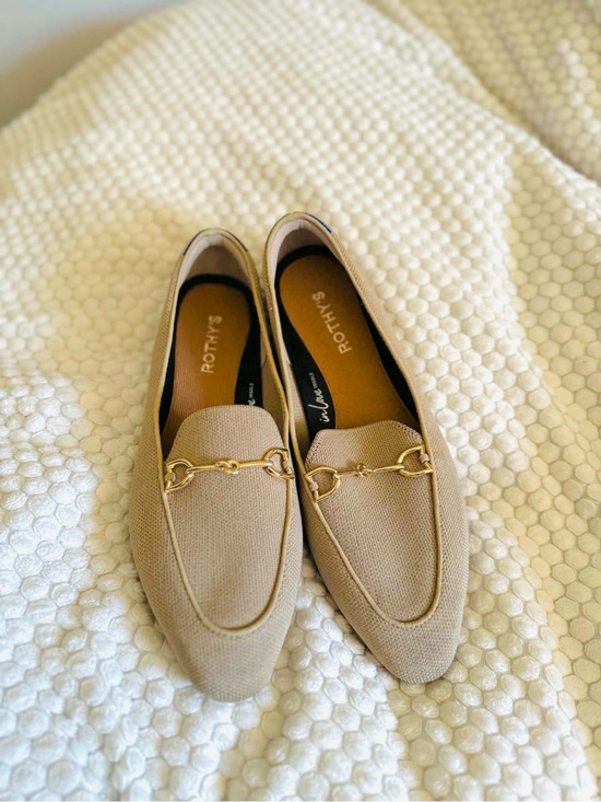 Rothy's Shoes - Rothy's Beige Knit Loafers with Gold Horsebit